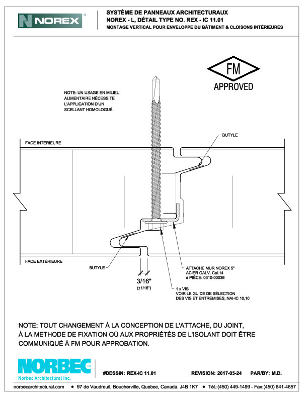REX-IC 11.01 Montage vertical pour enveloppe du bâtiment & cloisons intérieures