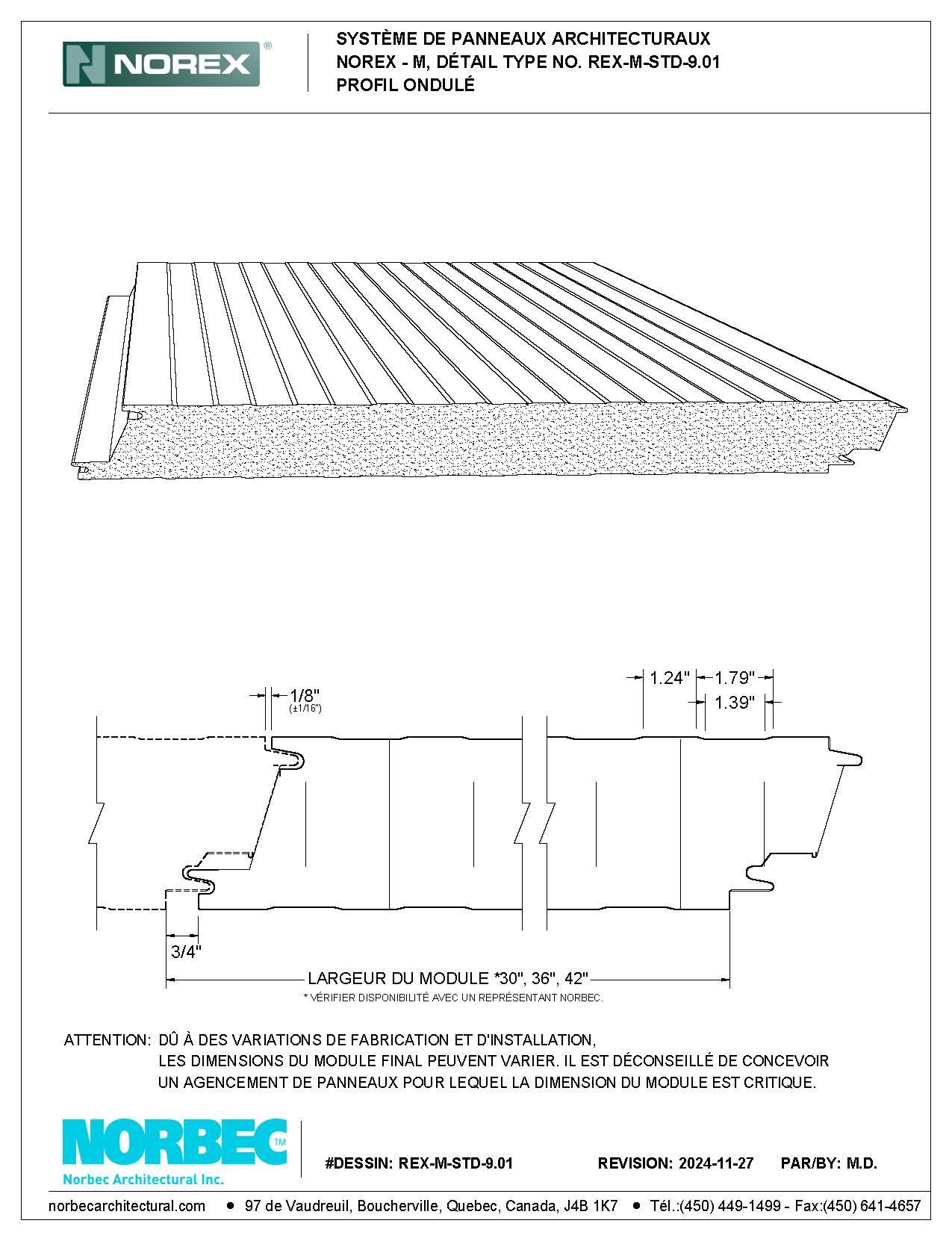 REX-M STD 9.01 (M) Profilé Ondulé