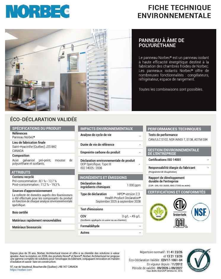 Panneau Camlock – Fiche LEED