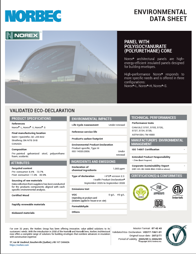 LEED TECHNICAL SHEET NOREX PANEL