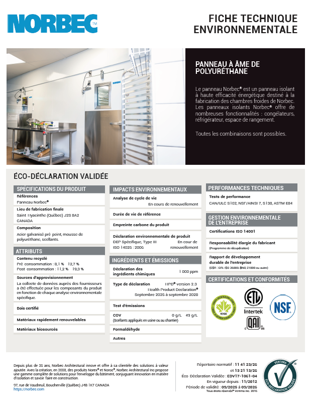 LEED TECHNICAL SHEET CAMLOCK PANEL