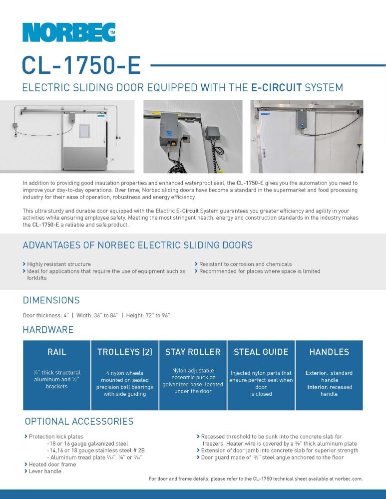 Door Technical Sheet CL-1750-E