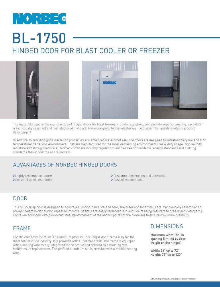 Door Technical Sheet BL-1750