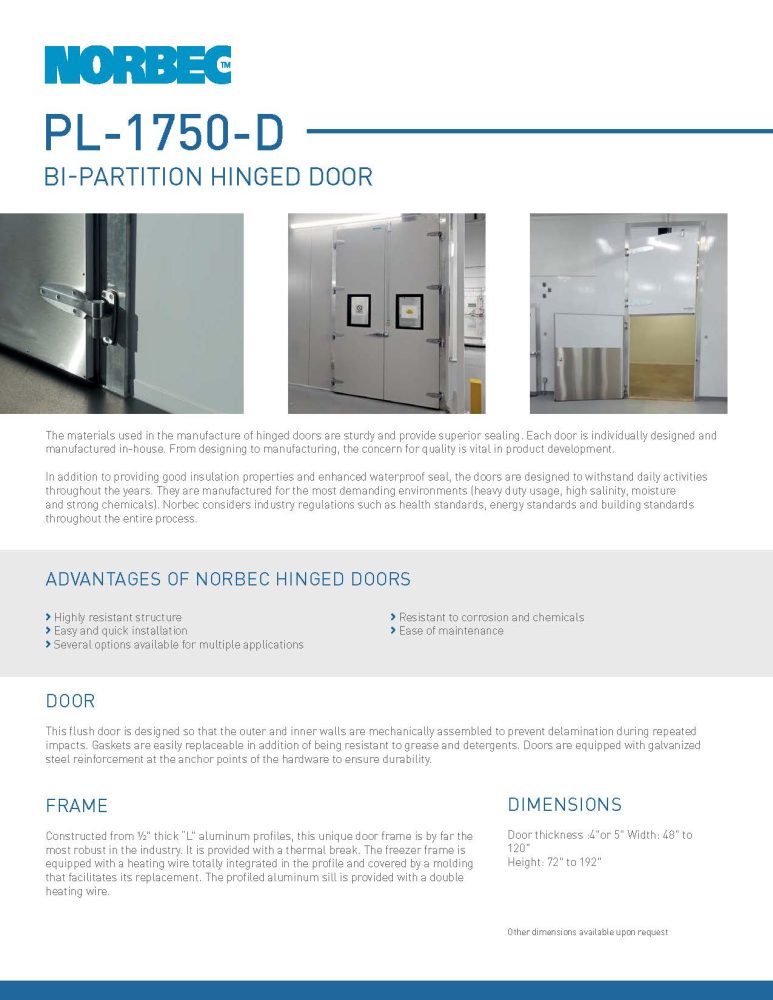 Door Technical Sheet PL-1750-D