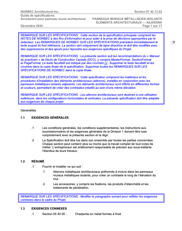 Guide De Spécification Ailerons